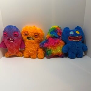 Fuggler Funny Ugly Monster Plush Lot of 4 Blue Orange Rainbow Fish Teeth Toy